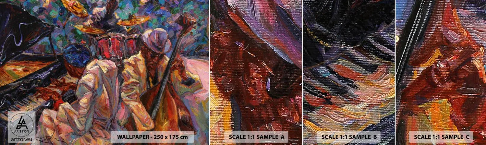 Amostra de papel de parede autocolante Deluxe Sticker - Num só ritmo - Música, Jazz, Contrabaixo - 100x30 cm