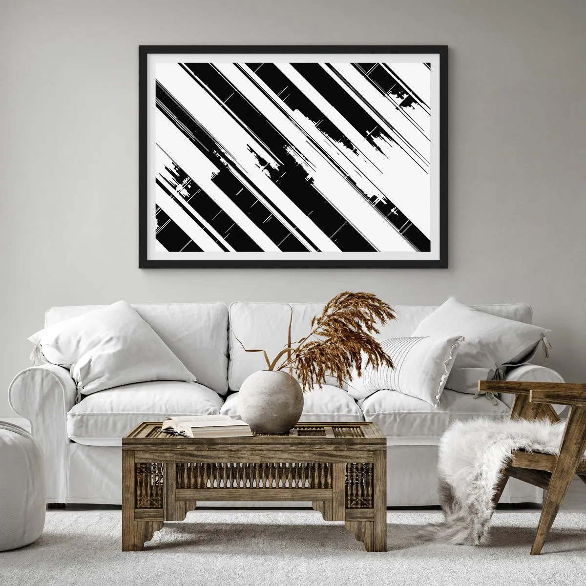 Pôster com moldura preta - Uma composição intensa e dinâmica - 70x50 cm