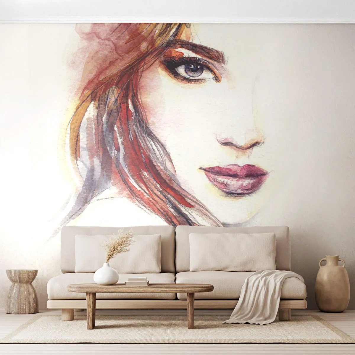 Papel de Parede Premium Canvas - Vademecum - siga-me - Mulher, Retrato de uma mulher, Rosto bonito - 400x280 cm