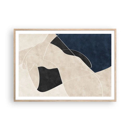 Pôster com moldura de carvalho claro - Composição abstrata – contraste de cores - 100x70 cm
