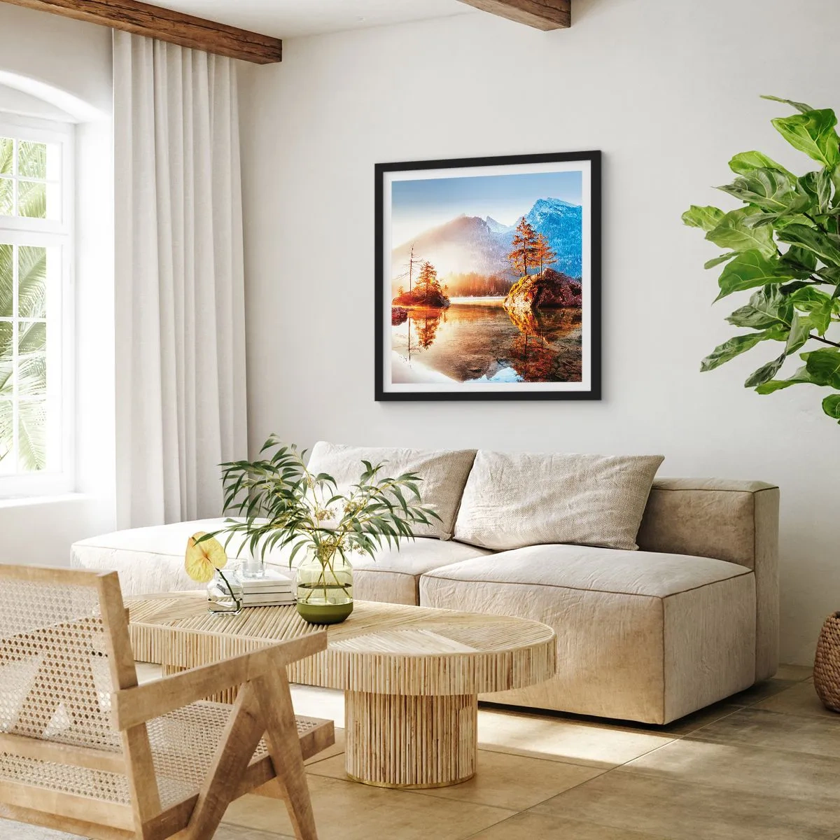 Pôster com moldura preta - A natureza sob uma nova luz - 60x60 cm