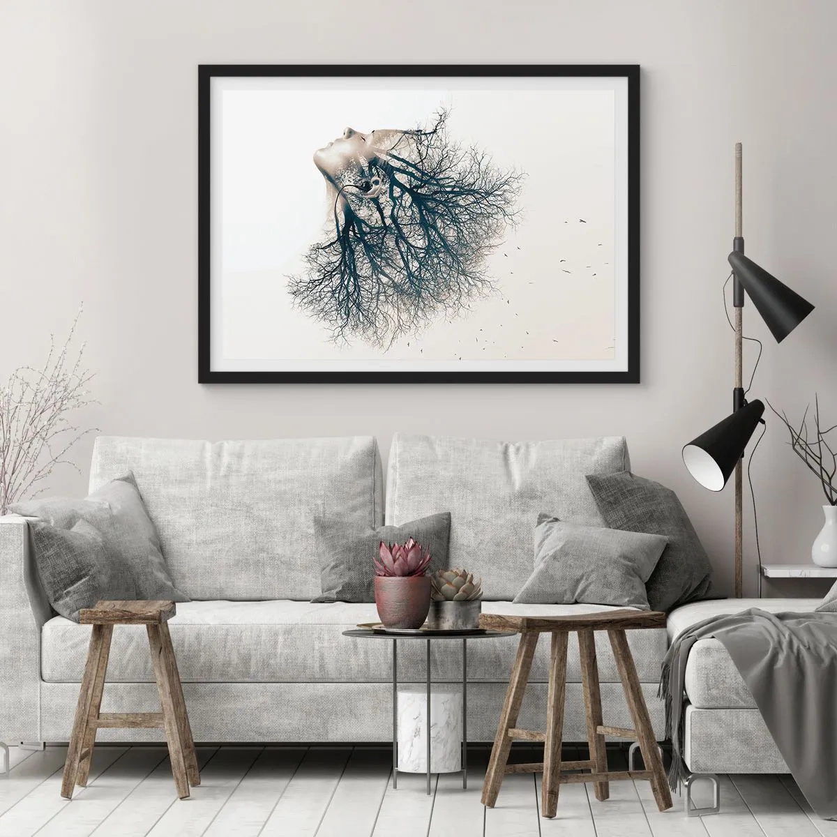 Pôster com moldura preta - Ouvir o sussurro da árvore - 70x50 cm