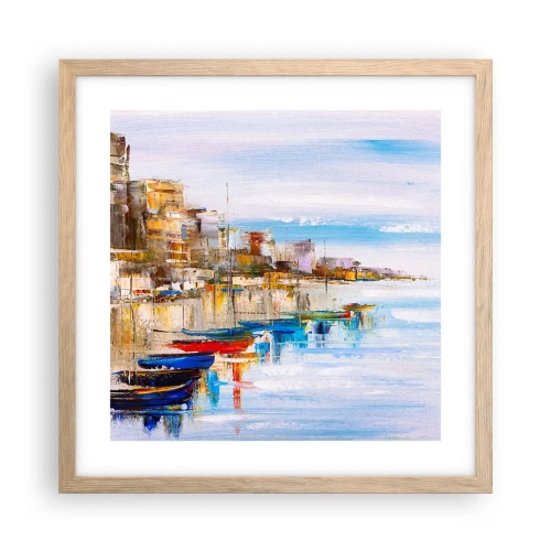 Pôster com moldura de carvalho claro - Um refúgio urbano multicolorido - 40x40 cm