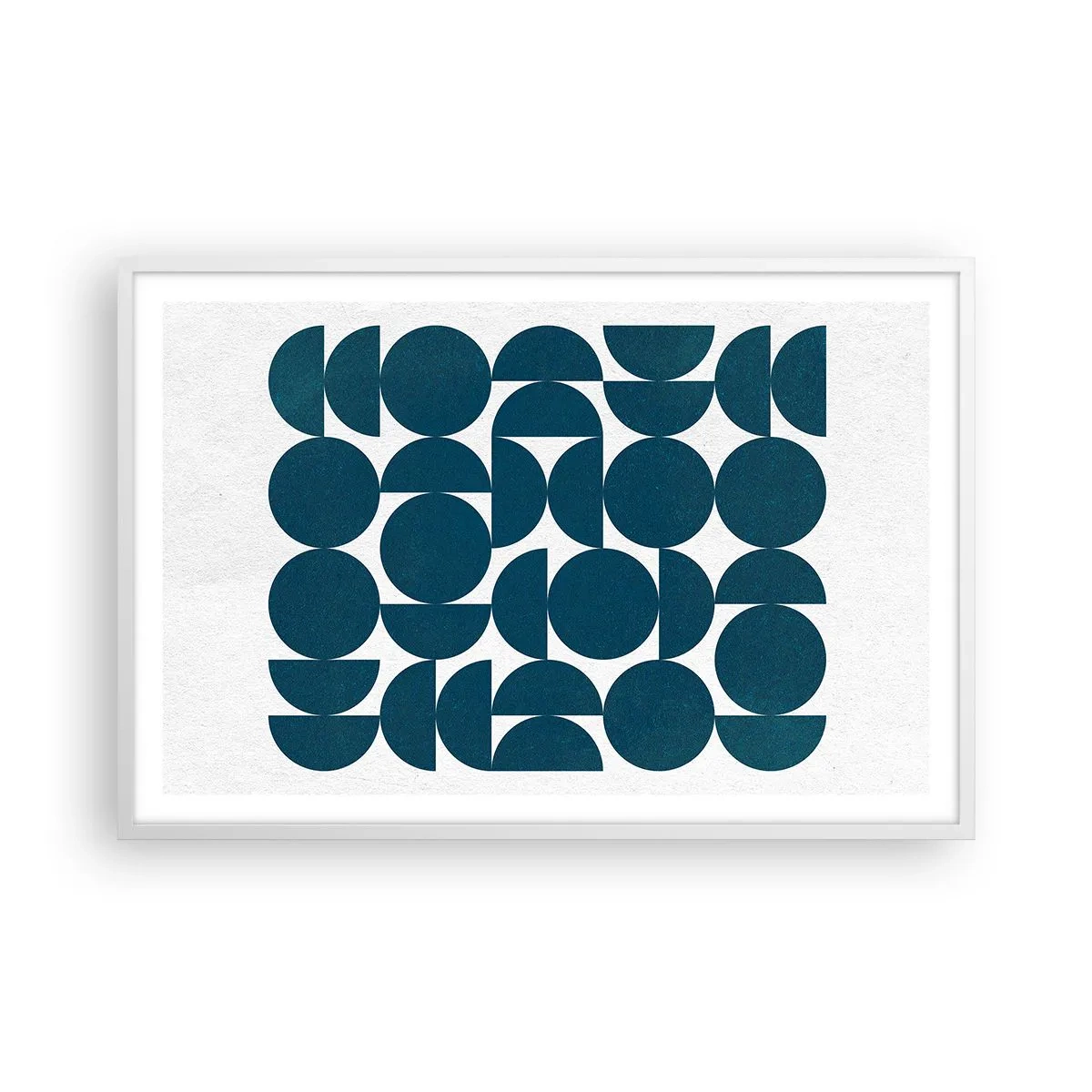 Pôster em moldura branca - Círculos e semicírculos - 91x61 cm