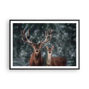Pôster com moldura preta - O senhor da floresta com sua esposa - 100x70 cm