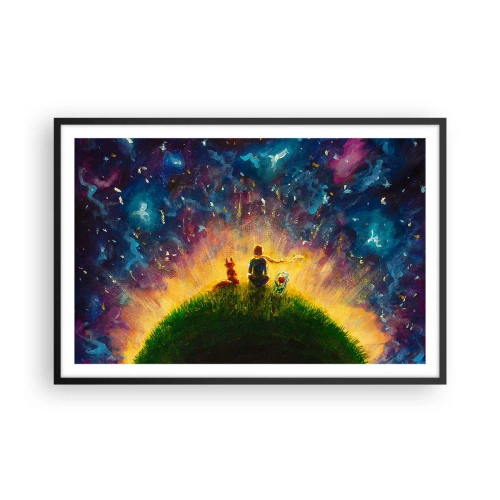 Pôster com moldura preta - Amor e amizade - o mundo inteiro - 91x61 cm