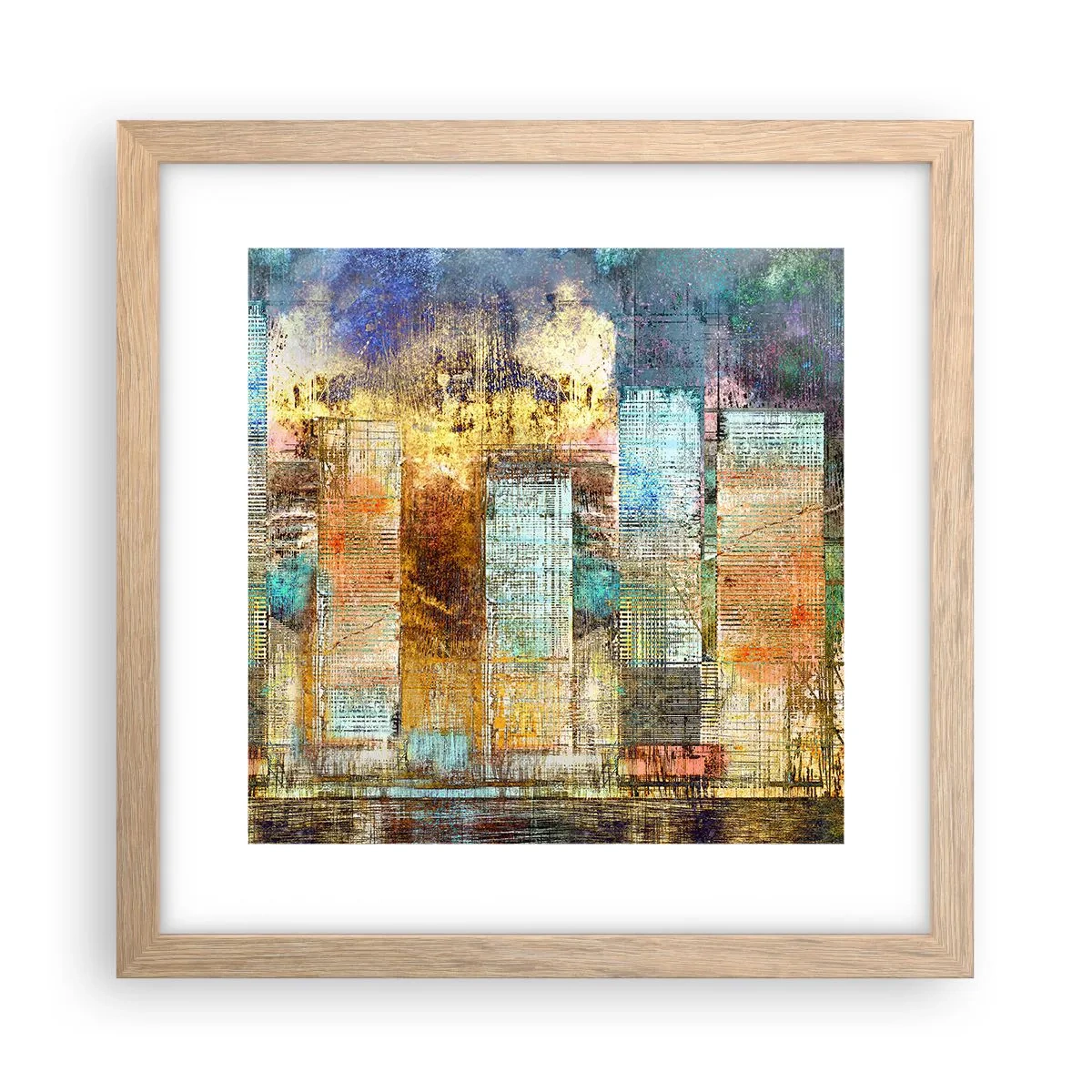 Pôster com moldura de carvalho claro - Uma metrópole ensolarada - 30x30 cm