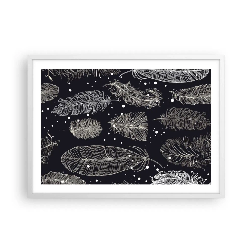 Pôster em moldura branca - Rendas de penas - 70x50 cm