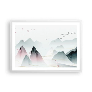 Pôster em moldura branca - Acima dos picos - 70x50 cm
