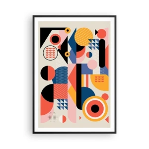 Pôster com moldura preta - Composição: brincar - 70x100 cm