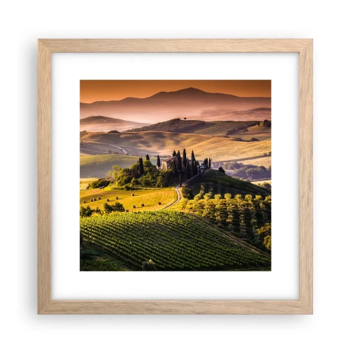 Pôster com moldura de carvalho claro - Arcádia - Paisagem toscana - 30x30 cm
