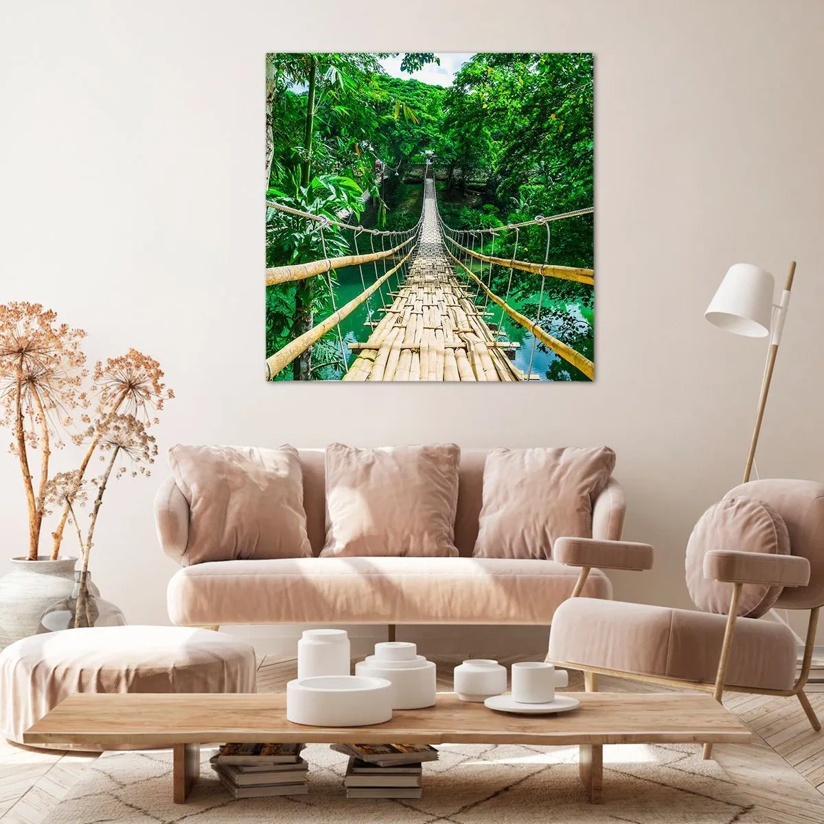 Quadro em tela - Ponte de macacos sobre a vegetação - 50x50 cm