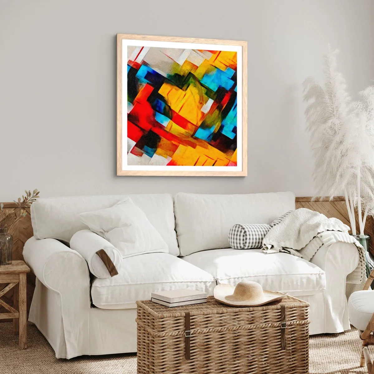 Pôster com moldura de carvalho claro - Camadas multicoloridas - 50x50 cm