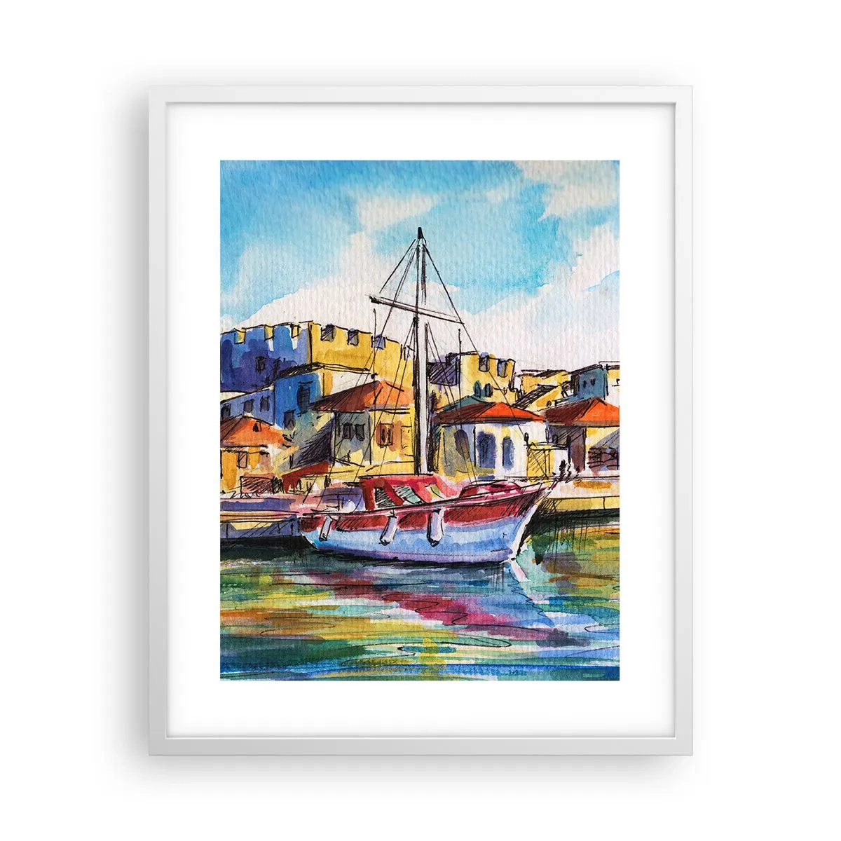 Pôster em moldura branca - Tarde de arco-íris - 40x50 cm