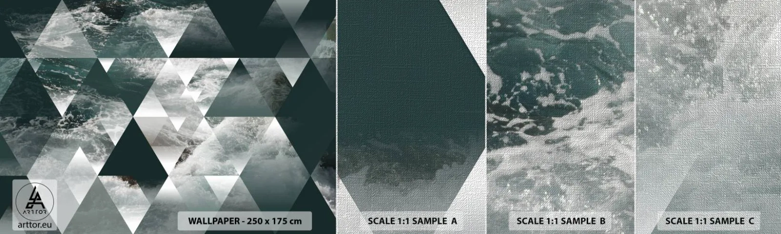 Amostra de papel de parede Premium Canvas - Uma perspetiva de cristal - Abstração, Ondas do mar, Pedaço - 100x30 cm