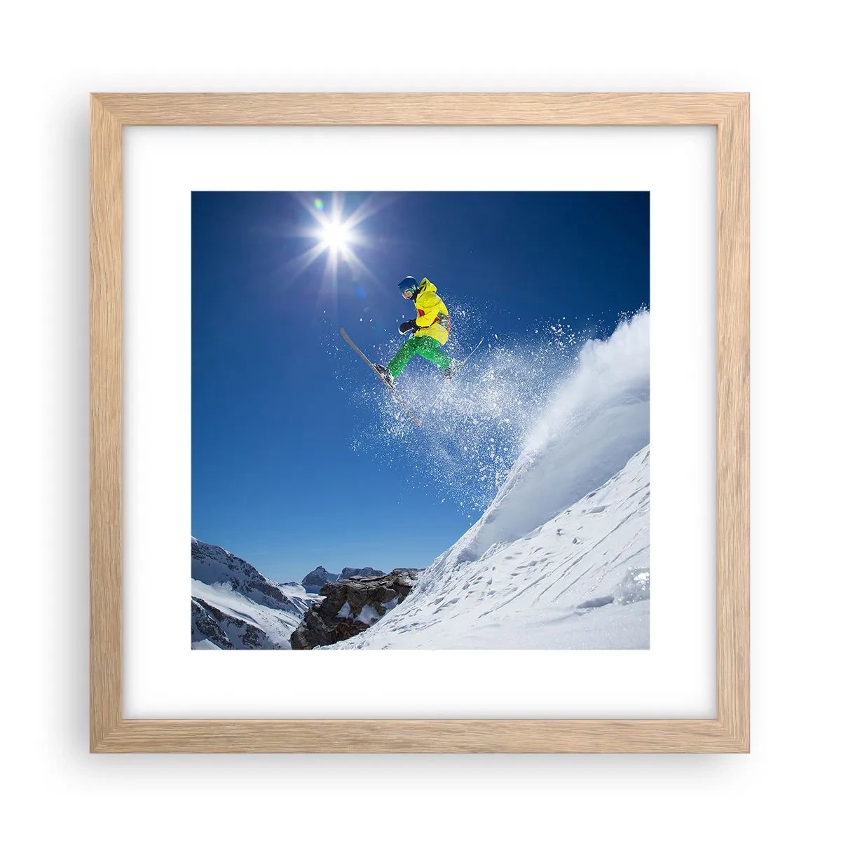 Pôster com moldura de carvalho claro - Dançando com as montanhas - 30x30 cm