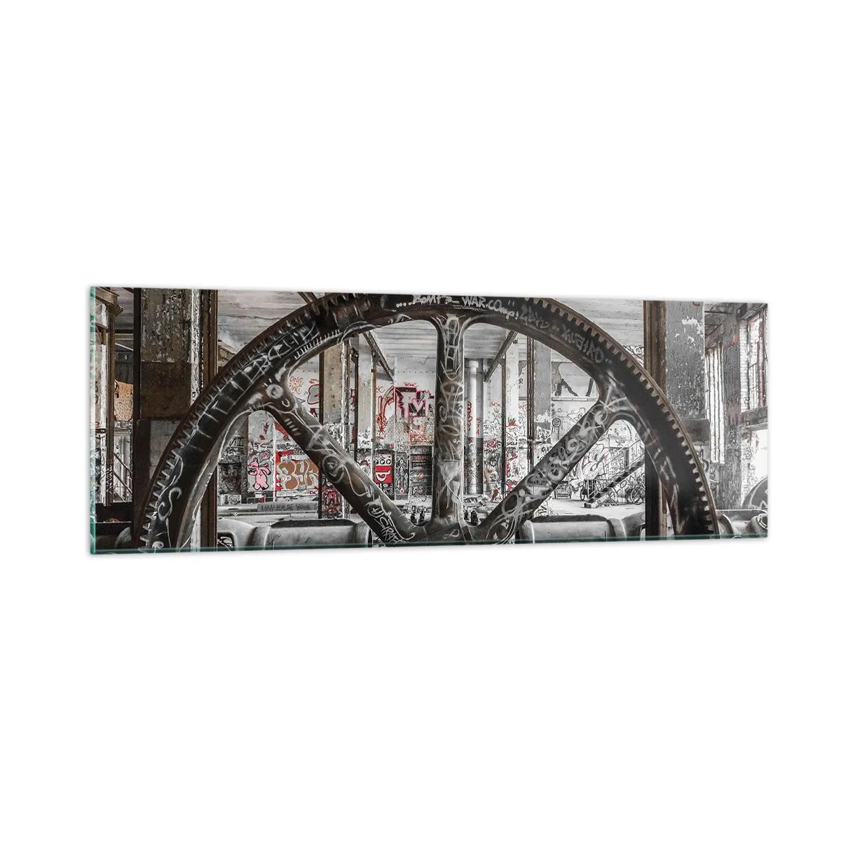 Quadro em vidro - A vida secreta da fábrica - 90x30 cm