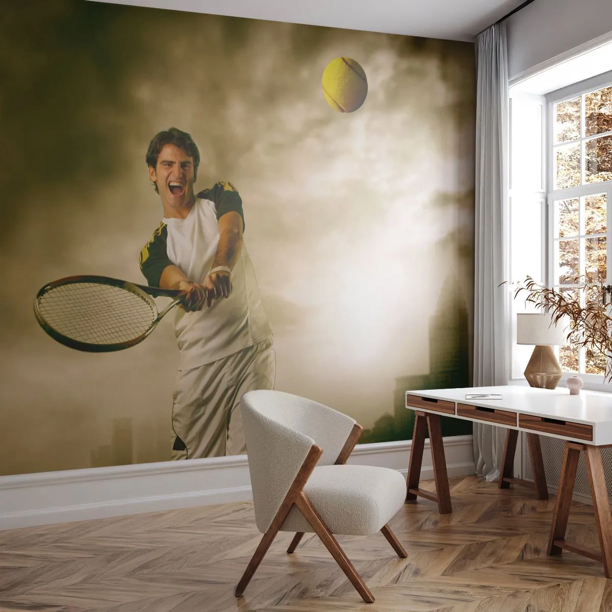 Papel de Parede Premium Sand - Energia e alegria - Esporte, tênis, Jogador de tênis - 400x280 cm