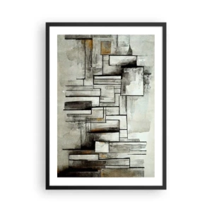 Pôster com moldura preta - Composição geométrica abstrata em tons de cinza e preto - 50x70cm - O poder da simplicidade - Decoração de parede moderna para a sala de estar e quarto ARTTOR