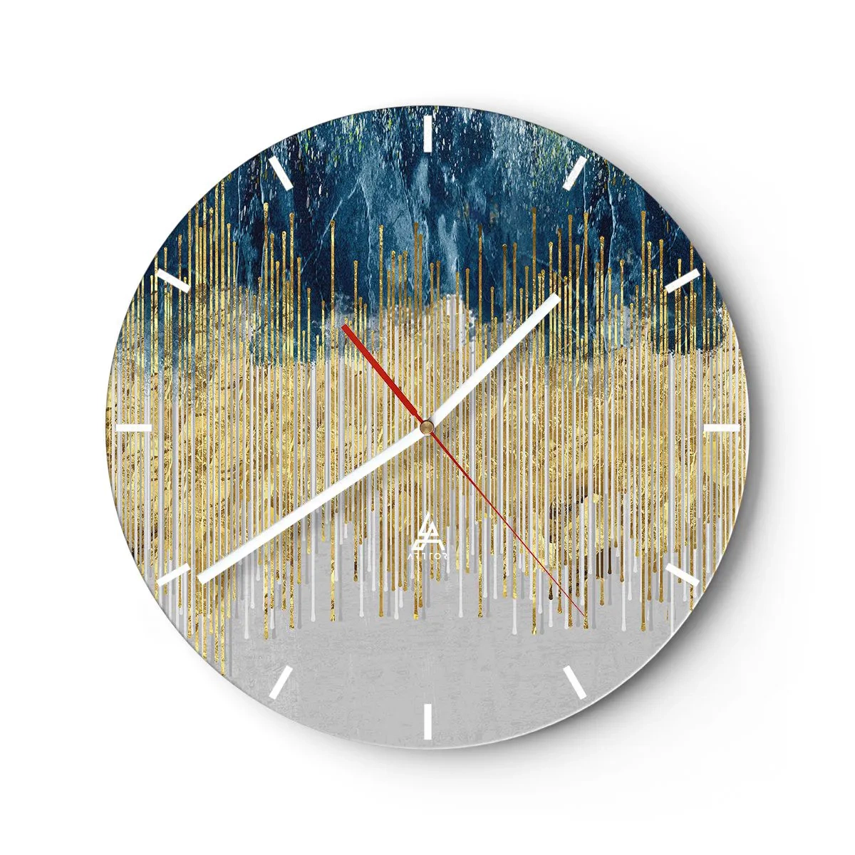 Relógio de parede - Relógio em vidro - Borda dourada - 40x40 cm