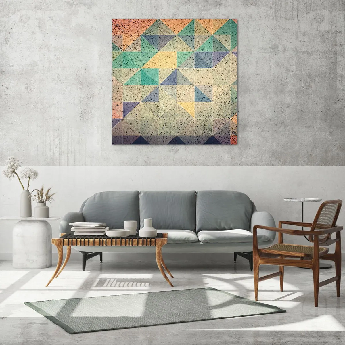 Quadro em vidro - República dos triângulos - 30x30 cm