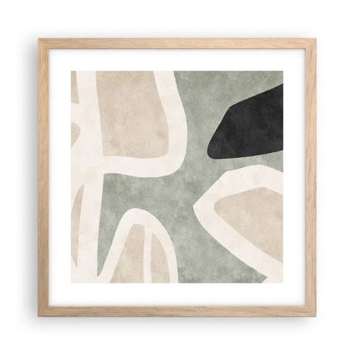Pôster com moldura de carvalho claro - Composição com motivo preto - 40x40 cm