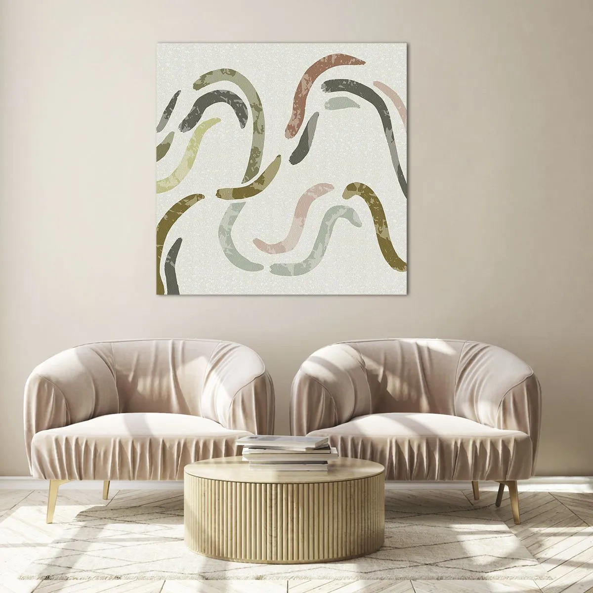 Quadro em vidro - Uma alegre dança de abstração - 70x70 cm