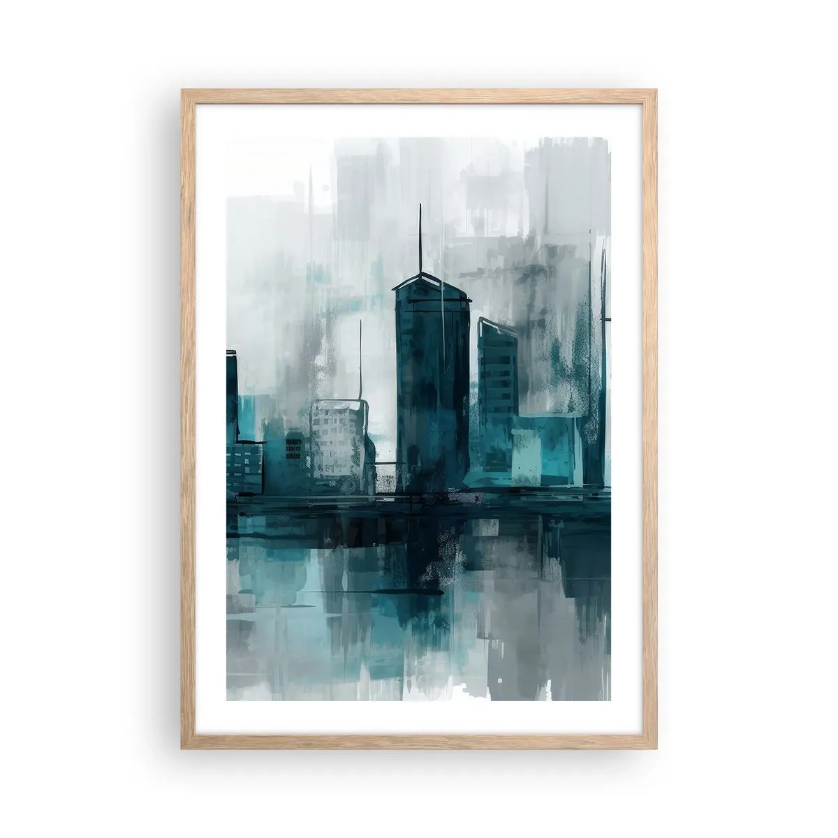 Pôster com moldura de carvalho claro - Uma cidade da cor da chuva - 50x70 cm