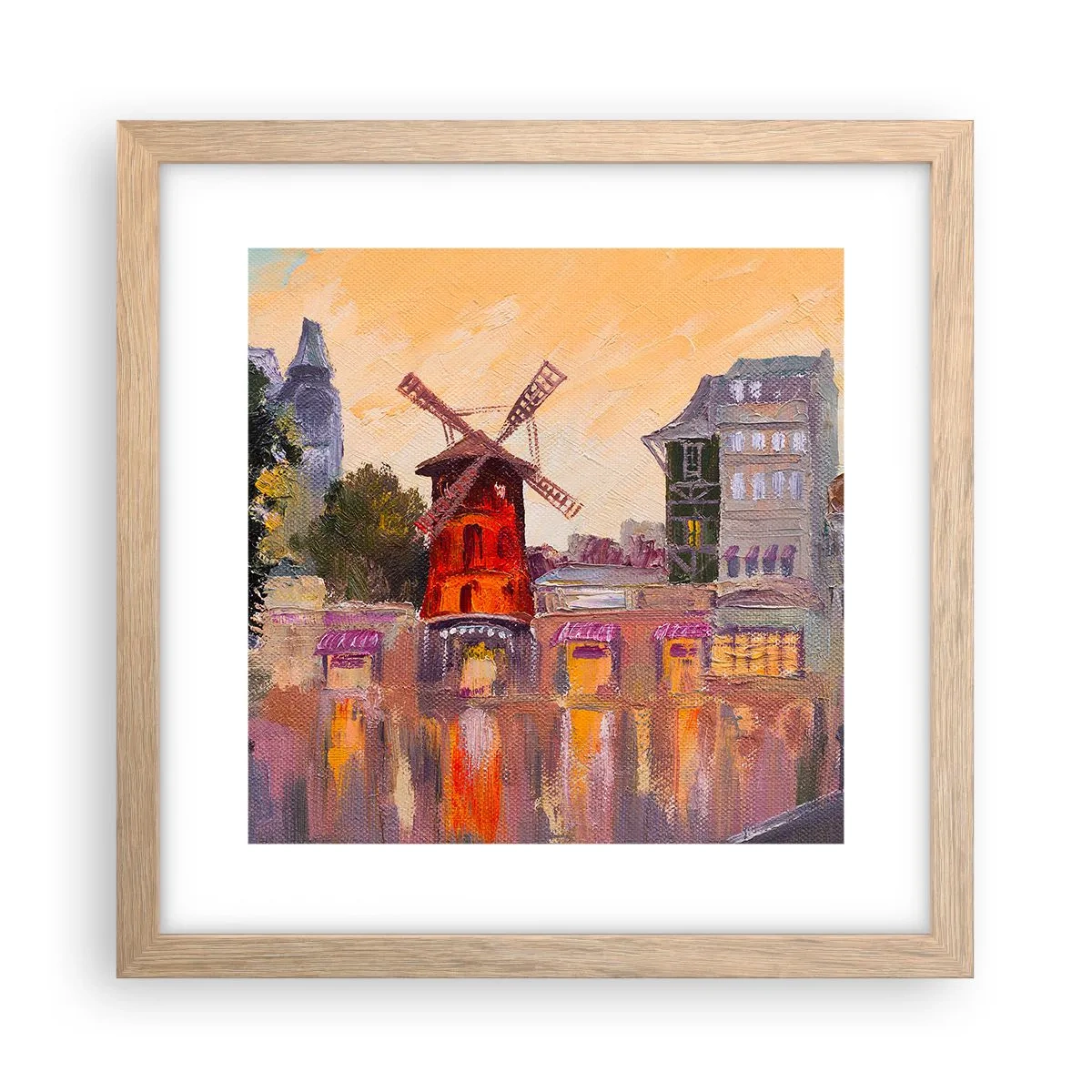 Pôster com moldura de carvalho claro - Ícones parisienses – Moulin Rouge - 30x30 cm