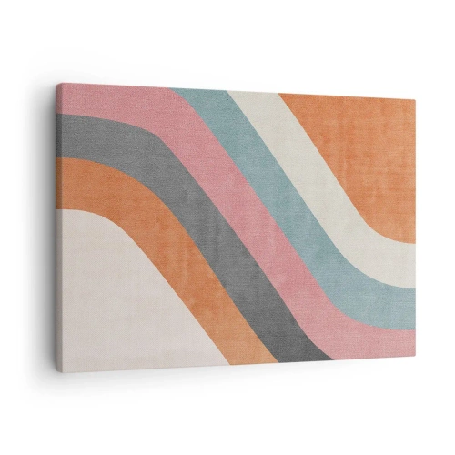 Quadro em tela - Listras retrô coloridas - 70x50cm - Composição diagonal – movimento - Decoração de parede moderna para a sala de estar e quarto ARTTOR