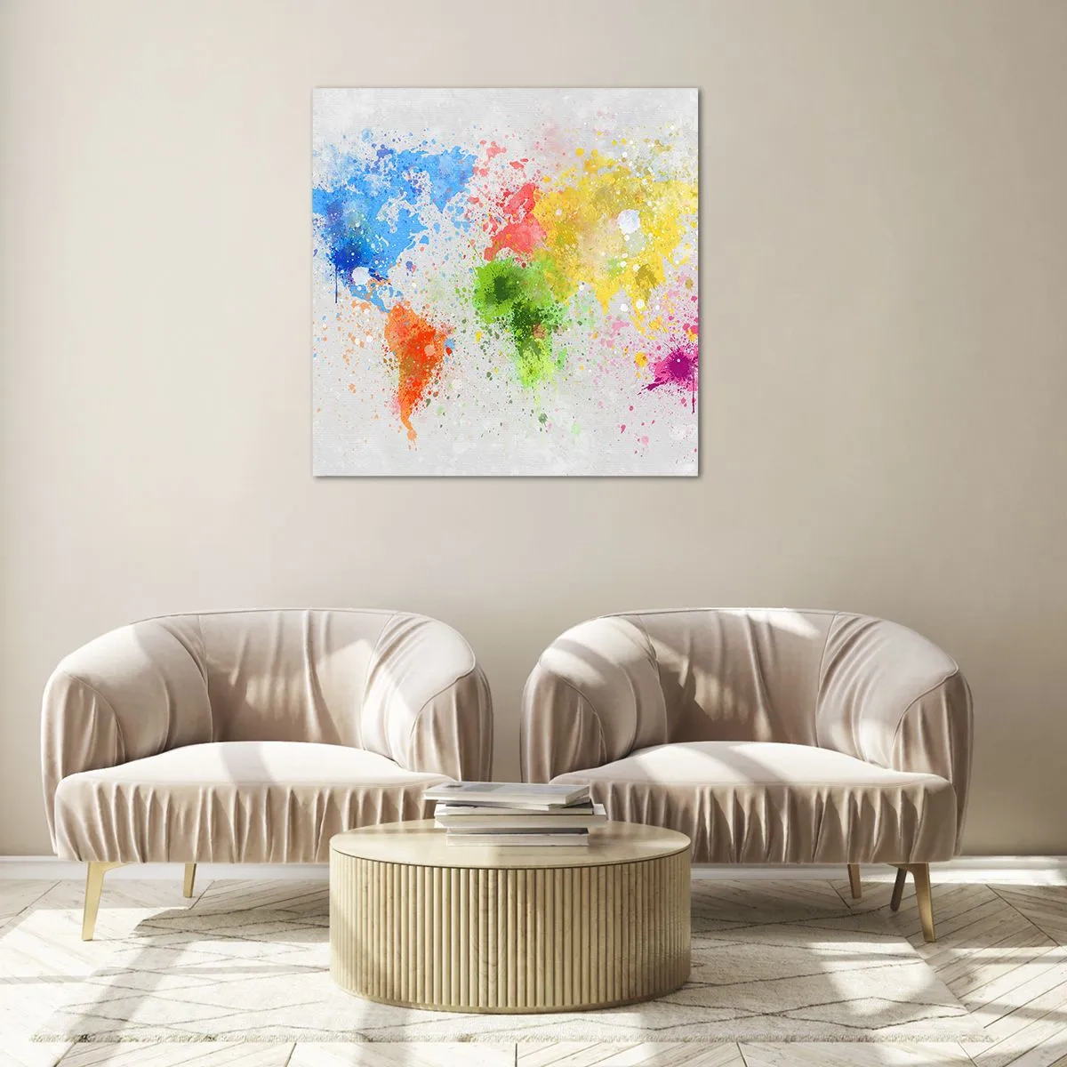 Quadro em vidro - Todas as cores do mundo - 60x60 cm