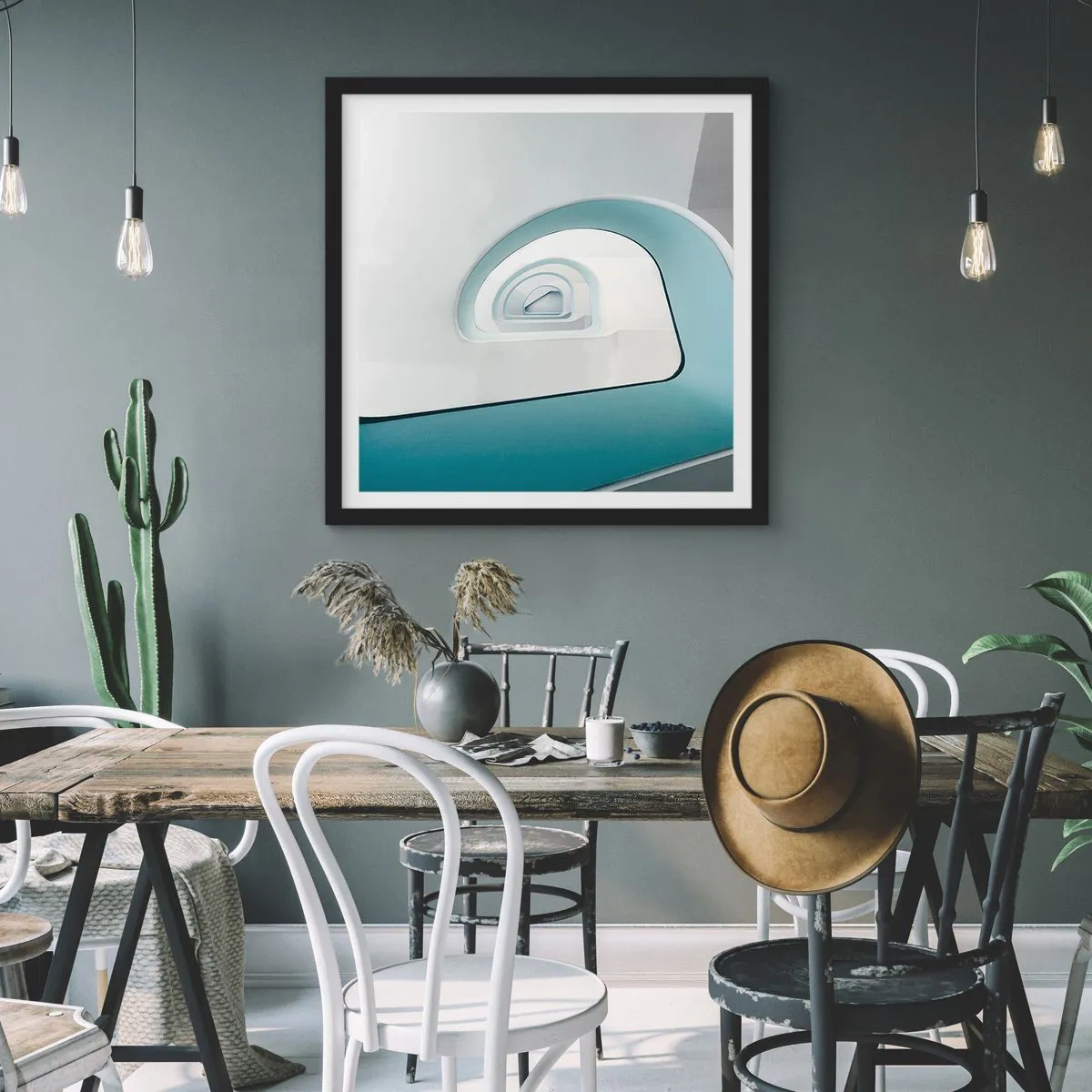 Pôster com moldura preta - Para o fundo do azul - 40x40 cm