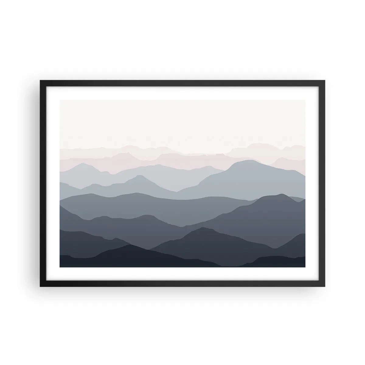 Pôster com moldura preta - Ondas de montanha - 70x50 cm