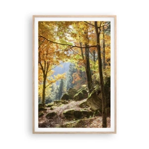 Pôster com moldura de carvalho claro - Tempo para descansar - 70x100 cm