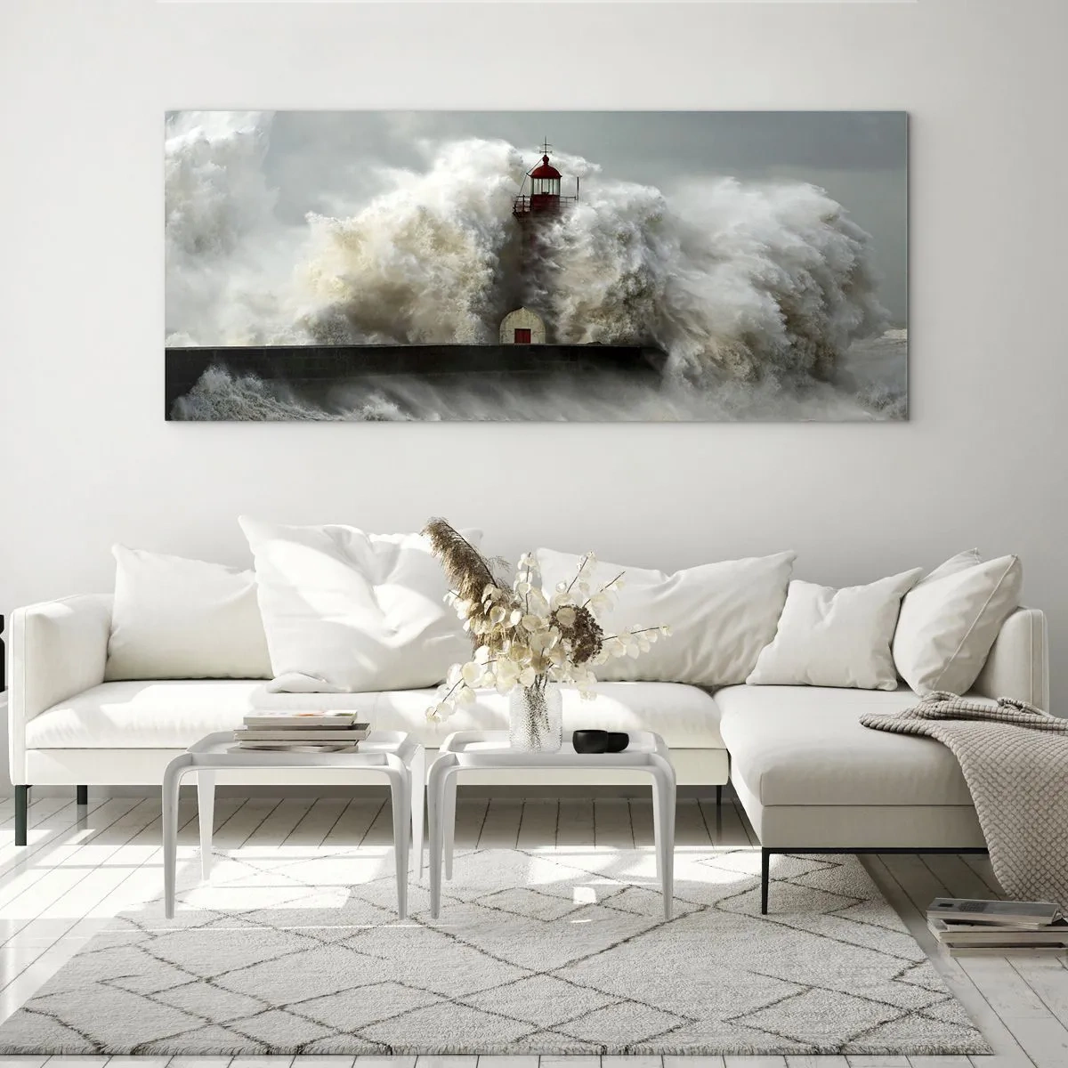 Quadro em vidro - A ira do oceano - 160x50 cm