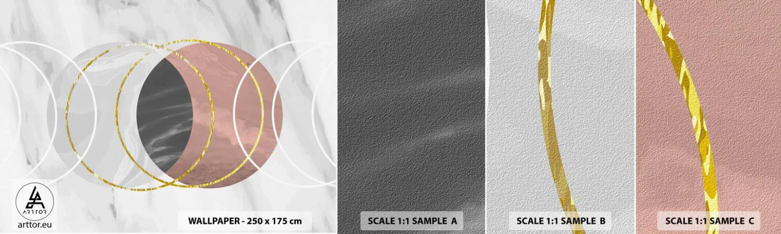 Amostra de papel de parede autocolante Deluxe Sticker - Música das esferas - Abstração, Pedaço, Distritos - 100x30 cm