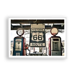 Pôster em moldura branca - Viagens retro americanas - 100x70 cm