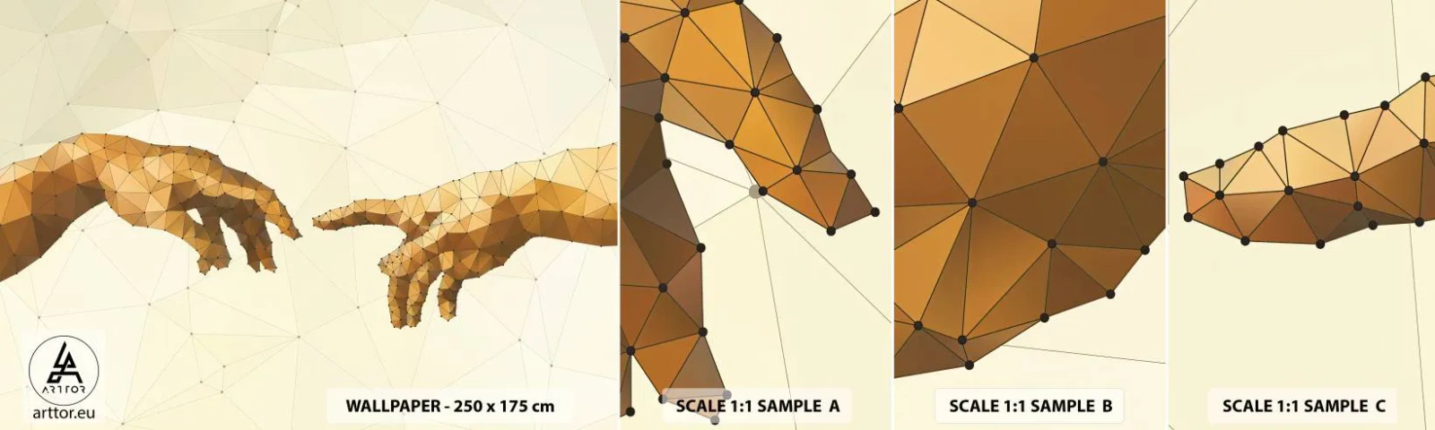 Amostra de papel de parede autocolante Deluxe Sticker - Geometria divina - Arte Moderna, Mãos, Pedaço - 100x30 cm
