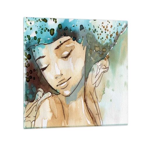 Quadro em vidro - Dama em azul - 30x30 cm
