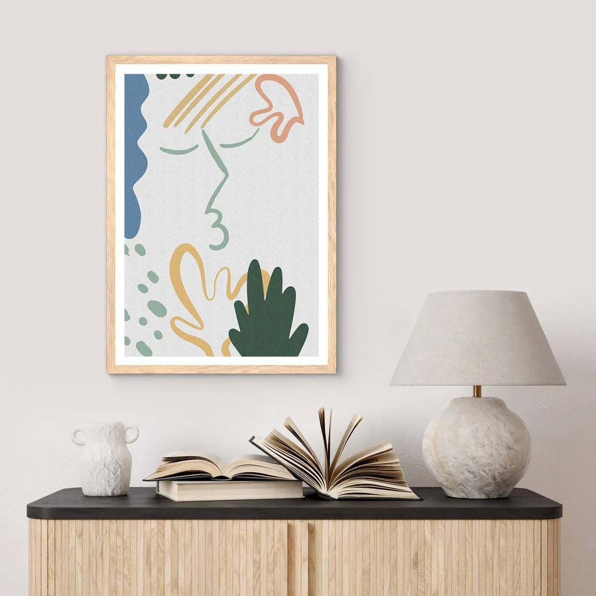 Pôster com moldura de carvalho claro - Beijo de flores - 61x91 cm