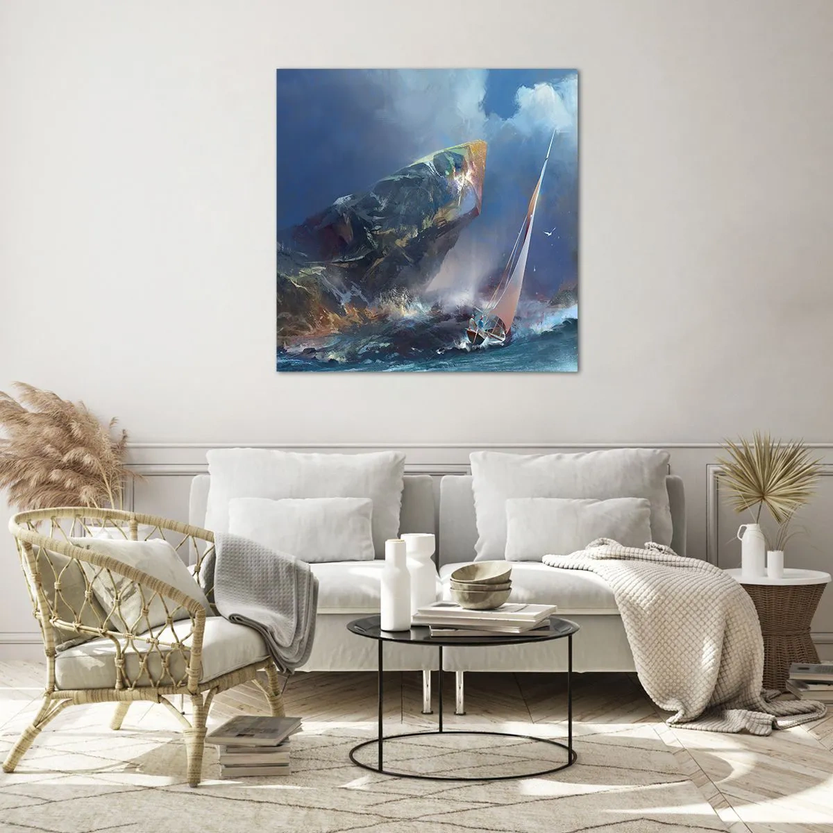 Quadro em vidro - Quem tem coragem ganha - 60x60 cm