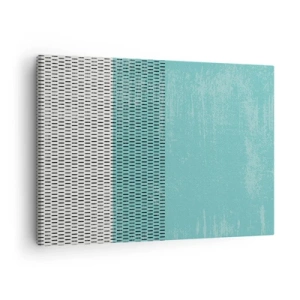 Quadro em tela - Composição geométrica com turquesa e linhas - 70x50cm - Composição equilibrada - Decoração de parede moderna para a sala de estar e quarto ARTTOR