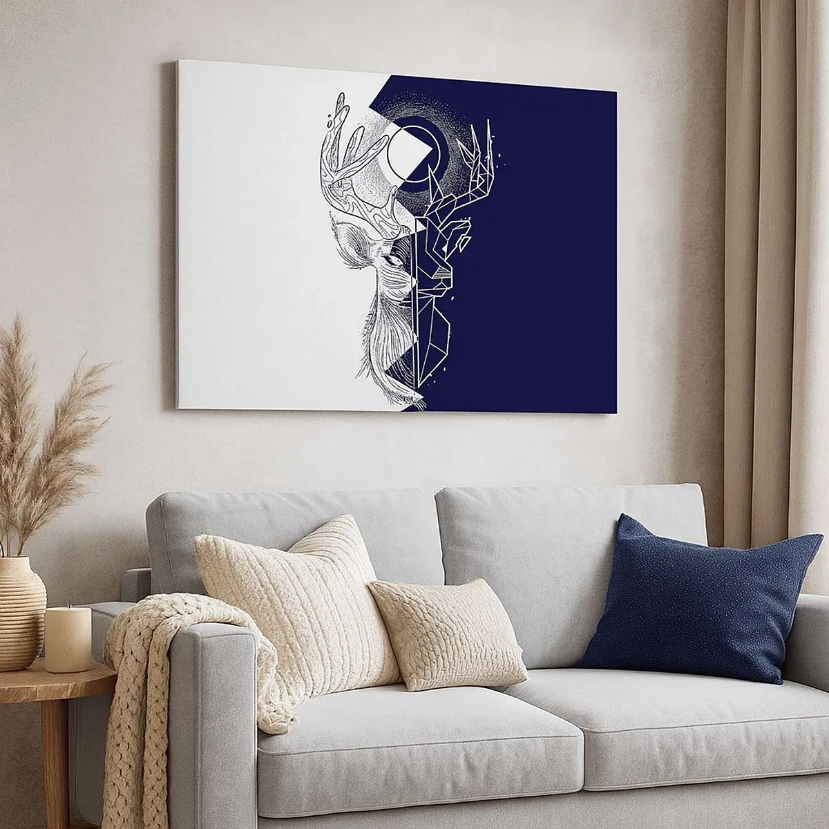 Quadro em tela - Geometria e natureza em uma composição simbólica - 70x50cm - Luta e unidade dos opostos - Decoração de parede moderna para a sala de estar e quarto ARTTOR