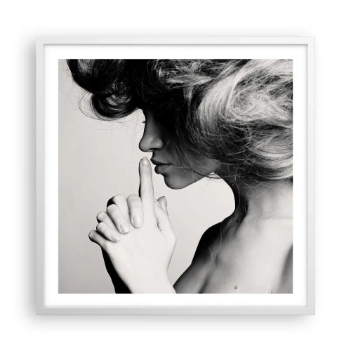 Pôster em moldura branca - Ouvindo-se a si própria - 60x60 cm