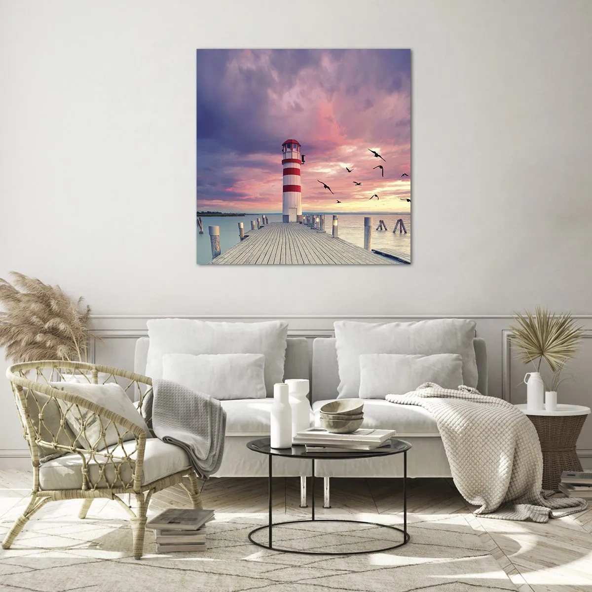 Quadro em vidro - Hora de ir ao porto - 70x70 cm