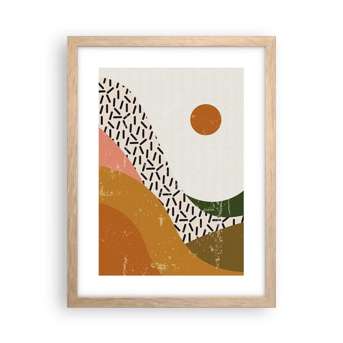 Pôster com moldura de carvalho claro - Abstração solar - 30x40 cm
