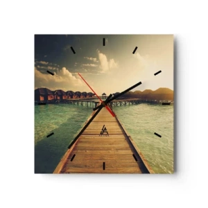 Relógio de parede - Relógio em vidro - Um convite caloroso - 30x30 cm