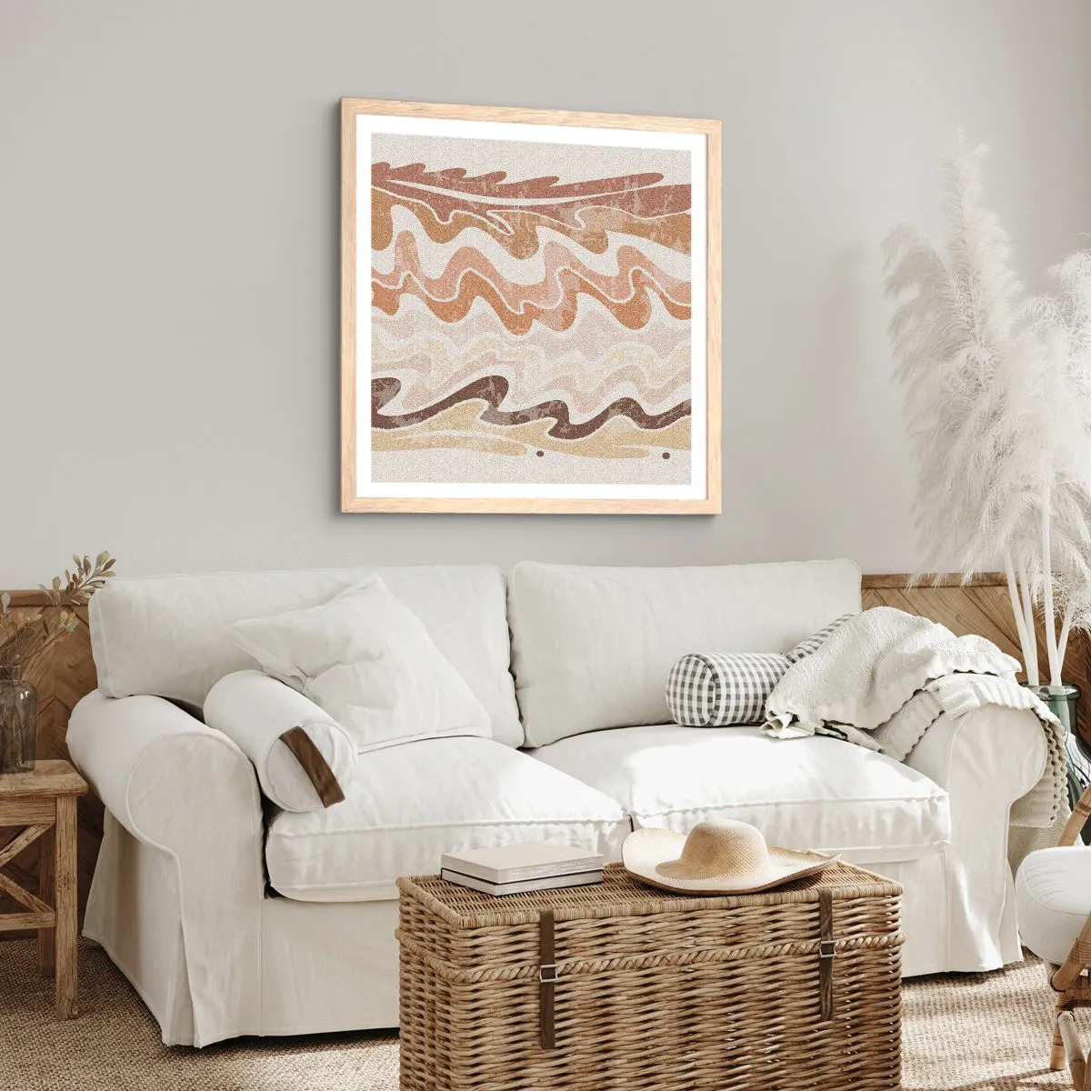 Pôster com moldura de carvalho claro - Boa energia – boas emoções - 40x40 cm