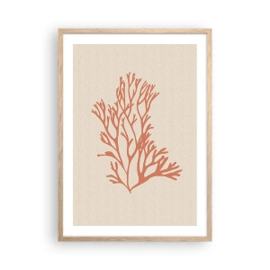 Pôster com moldura de carvalho claro - Filigrana coral - 50x70 cm