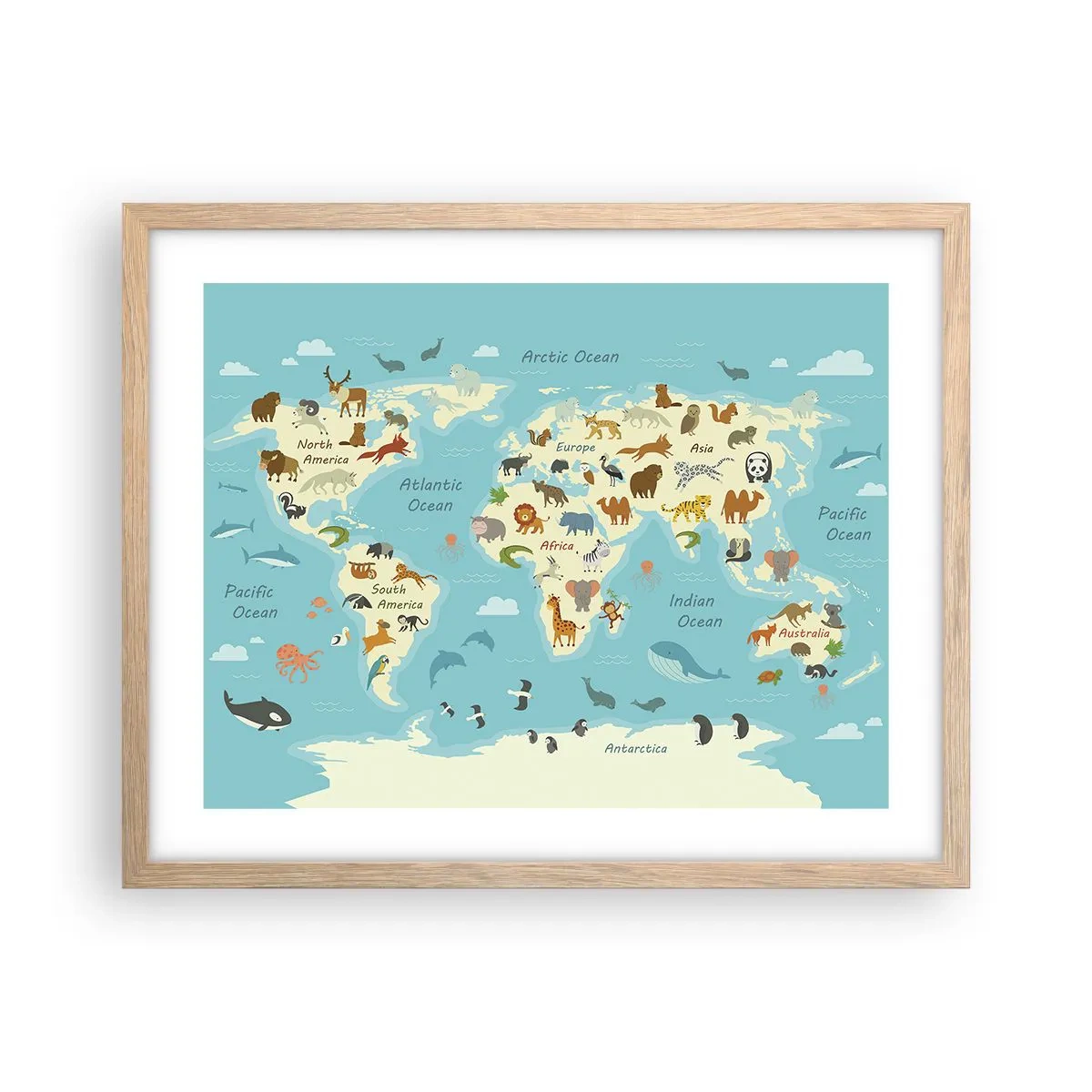 Pôster com moldura de carvalho claro - Bons vizinhos - 50x40 cm